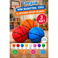Darovik Yumuşak Plastik Basketbol Topu 3 Adet 11 cm Iç Mekan Hafif Çocuk Oyun Topu Renkli Mini Ev Topu