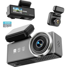 Kazan Hobi D9 2 Kameralı Ön+Arka 4K+1080P Hdr Wi-Fi Gps'li Gece Görüşlü Araç Kamerası + 64GB Hafıza Kartı