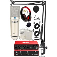 Kazan Hobi Functional Paket-3 Stüdyo Ekipmanları Mikrofon 4 Çıkış Ses Kartı Full Set