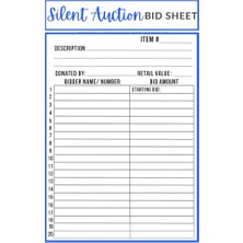 Kazan Hobi Silent Auction Sheets, 6 x 9 Inches, 100 Pages