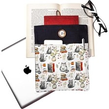 Kazan Hobi Gri Kediler Desenli Kitap, Tablet ve E-Kitap Kılıfı