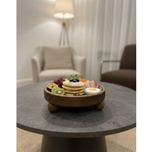 Kazan Hobi Doğal Ahşap Ayaklı Dekoratif Sunum Tabağı