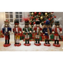 Kazan Hobi Nutcracker Premium Ahşap Fındıkkıran Asker Figürleri (6'lı), 13 cm