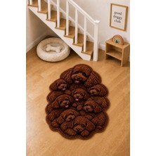 Zng Design Home Toy Poodle Kızıl Kahve Köpek Figürlü Dijital Baskı Makine Halısı, Kaymaz ve Yıkanabilir