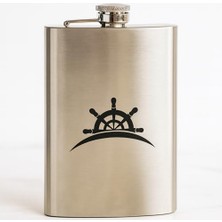 Kazan Hobi 8 Oz 235 cc Hunili Cep Tipi Kapaklı Çelik Gemi Dümeni Temalı Içki Matarası