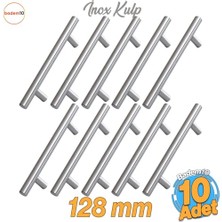 Kazan Hobi 10 Adet Metal 128 mm Pürüzsüz Inox Kulp Mobilya Mutfak Çekmece Dolap Dolabı Kulbu Kulpu Kulpları