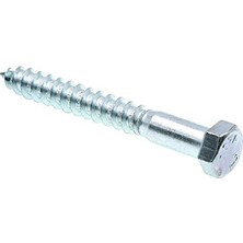 Kazan Hobi 9056275 Lag Vida, Altıgen Kafa, 3/20,3 x 7,6 Cm, Çinko Gümüş Kaplama Paslanmaz Çelik, 25 Adet