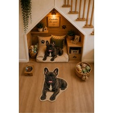 Zng Design Home French Bulldog Figürlü Dijital Baskı Makine Halısı, Kaymaz ve Yıkanabilir