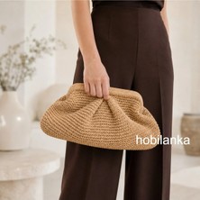 Hobilanka El Yapımı Hasır Burslu Clutch Çanta