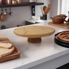 Kazan Hobi Ayaklı Yüksek Bambu Sunum Tabağı | Yükseltici Ayaklı Bambu Sunum Tepsisi; Doğal, ve Dayanıklı (20 Cm*20 Cm*6 Cm)