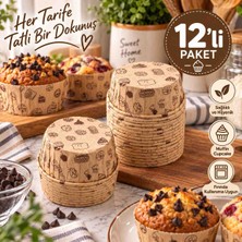Kea Ev Eşyaları 12’li Kraft Desenli Muffin Kalıbı Cupcake Kapsülü Kağıt Kek Kalıbı