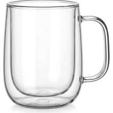 Kazan Hobi Borosilikat Cam Kulplu Kahve ve Espresso Bardağı 250 Ml, Çift Cidarlı, Isıya Dayanıklı, Makinede Yıkanabilir