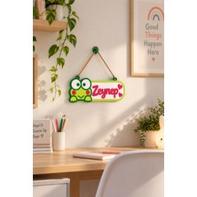 Neo Gift Keropi Isim Yazılı Duvar & Kapı Süsü | Çocuk Odası Isimli Duvar Süsü Kurbağalı