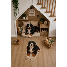 Zng Design Home Bernese Mountain Figürlü Dijital Baskı Makine Halısı, Kaymaz ve Yıkanabilir