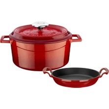 Kazan Hobi Yuvarlak Döküm 24 cm Trendy Serisi Tencere ve Döküm 20 cm Sahan Seti