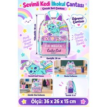 Dodomar Sweet Cat Sevimli Kedi Ilkokul Okul Çantası Çocuk Sırt Çantası Günlük Kullanım 36 x 26 x 15 cm