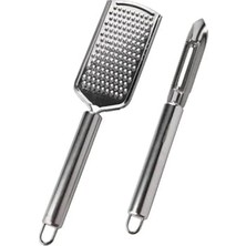 Kazan Hobi Paslanmaz Çelik El Rendesi ve Soyacak Oyacak Seti, 2 Parça, Beyaz, Ergonomik Tasarım, Gıda Güvenli