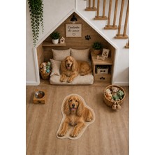 Zng Design Home Cocker Figürlü Dijital Baskı Makine Halısı, Kaymaz ve Yıkanabilir
