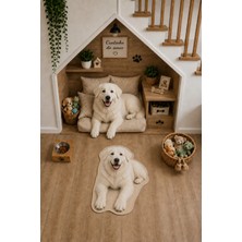 Zng Design Home Great Pyrenees Figürlü Dijital Baskı Makine Halısı, Kaymaz ve Yıkanabilir