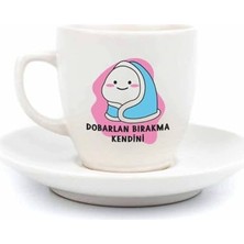 Kazan Hobi Dobarlan Bırakma Kendini Krem Türk Kahvesi Fincanı - Hediye Seramik Türk Kahvesi Fincanı