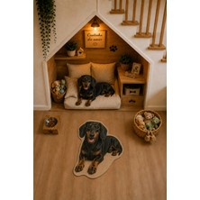 Zng Design Home Dachshund Sosis Figürlü Dijital Baskı Makine Halısı, Kaymaz ve Yıkanabilir