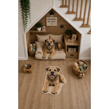 Zng Design Home Border Terrier Figürlü Dijital Baskı Makine Halısı, Kaymaz ve Yıkanabilir