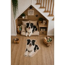 Zng Design Home Border Collie Figürlü Dijital Baskı Makine Halısı, Kaymaz ve Yıkanabilir