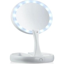 Kazan Hobi LED Işıklı Makyaj Aynası, 10X Büyütmeli, Çift Taraflı Katlanabilir, USB Şarjlı, Taşınabilir
