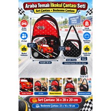 Dodomar Speedy Car Araba Ilkokul Okul Çantası Beslenme Çantası Sırt Çantası 2'li Set 36 x 28 x 20 cm