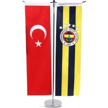 Kazan Hobi Türk Bayraklı Masa Standı, 8X30 Cm, 5 Yıldızlı Fb Logosu