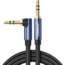 Kazan Hobi 90 Derece L Tipi 3.5 mm Aux Ses Kablosu Mavi 1 Metre
