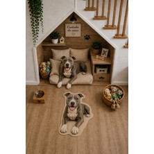 Zng Design Home Pitbull Figürlü Dijital Baskı Makine Halısı, Kaymaz ve Yıkanabilir