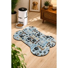 Zng Design Home Kedi ve Köpek Mama Altlığı - Kemik Şekilli Renkli , Kaymaz Taban, Yıkanabilir Mama Paspası Dijital Baskı Makine Halısı, Kaymaz ve Yıkanabilir