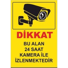 Kazan Hobi 7/24 Kamera ile Izlenmektedir Uyarı Levhası, Sarı Pvc, Kolay Montaj