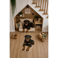Zng Design Home Rottweiler Figürlü Dijital Baskı Makine Halısı, Kaymaz ve Yıkanabilir