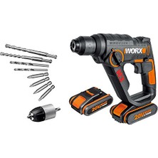 Kazan Hobi WX390.1 20 V 2.0 Ah Li-Ion 1.2j Profesyonel Sds-Plus Pnömatik Çift Akülü Şarjlı Matkap + 8 Adet Uç + Mandren