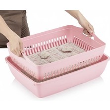 Kazan Hobi Kedi Tuvaleti Için Elek ve Alt Kum Kabı 37,5X50X13 Cm, Kapalı ve Açık Modellerle Uyumlu