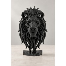 Eb Studio Siyah Yele Tasarımlı Aslan Büstü 19 cm – Dekoratif Masaüstü Biblo