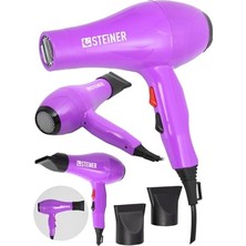 Kazan Hobi Alman 3400 W Profesyonel Saç Kurutma Makinesi, Fön Makinesi, Ac Motor, MS-9001, Pembe, 2 Adet Başlık