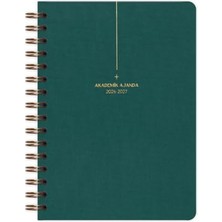 Kazan Hobi Koyu Yeşil A5 Keten Spiralli Akademik Ajanda, 15X21 Cm, 2026-2027 ve 17 Aylık