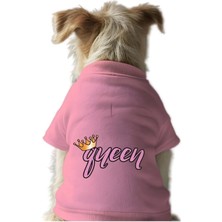Kazan Hobi Pembe Queen Baskılı Kedi ve Köpek Sweatshirtü, M Beden
