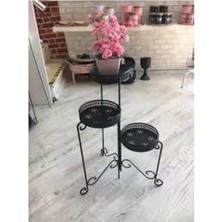 Kazan Hobi Siyah 3'lü Çiçeklik Ferforje
