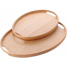 Kazan Hobi Tepsi; 2'li Bambu Seti, Ince Tasarım Özel Üretim Oval 2'li Bambu Tepsi Seti (36 * 26 * 1 Cm-45 * 31.5 * 1 Cm)