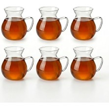 Kazan Hobi 6'lı Kulplu Cam Çay Bardağı Seti, Şeffaf, Isıya Dayanıklı, 180 ml