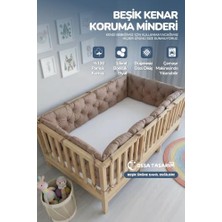Kazan Hobi Beşik Kenar Koruma Minderi, %100 Pamuk, Montessori Yatak Uyumlu, Açık Kahverengi, Buble Soft, 80X130