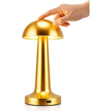 Technio ( 2 Adet ) Mantar Tasarımlı Şarjlı Kablosuz Dokunmatik LED Masa Lambası Gold - 3 Modlu Ayarlanabilir Gece Lambası