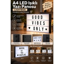 Yenilig A4 LED Işıklı Yazı Panosu Lightbox – Harf ve Sembollü Dekoratif Mesaj Panosu 30X22 cm