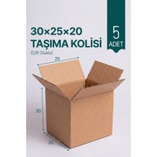 5 Adet 30X25X20 cm E-Ticaret ve Taşıma Kolisi – Bc Dalga Çift Oluklu Kraft Koli – Dayanıklı Kargo Kolisi