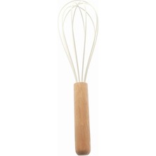 iselahome Bambu Saplı Silikon Yumurta Çırıpıcı - Çırpma Teli 24 cm Krem