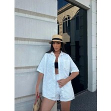 Nido Moda Kadın Oversize Fisto Gömlek ve Beli Lastikli Şort Ikili Takım